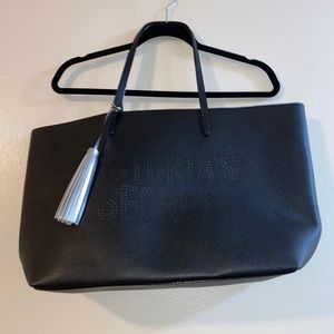 Victoria's Secret Large Black Faux Leather Tote
